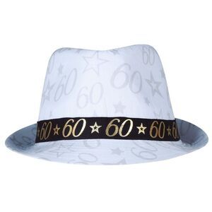 Fiestas Guirca Gangster 60th Birthday Hat / White